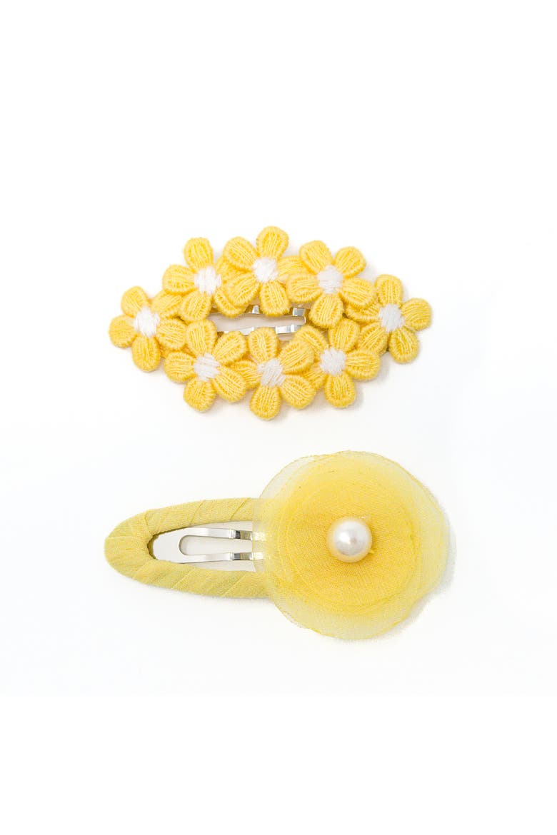 2-piece Hair Clip Set - Tulle Bloom Petals, Alternate, color, Dandelion Wishes - Yellow