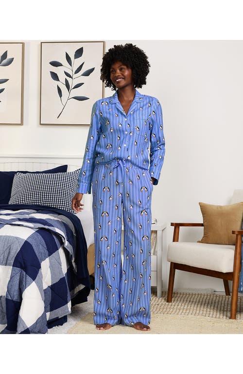 Lands' End Print Flannel Pajama Pants In Blue