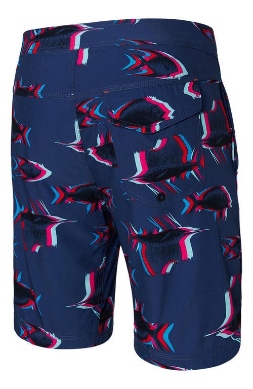 Saxx Betawave 2n1 7-inch Board Shorts In Scaled Up- Deep Cobalt