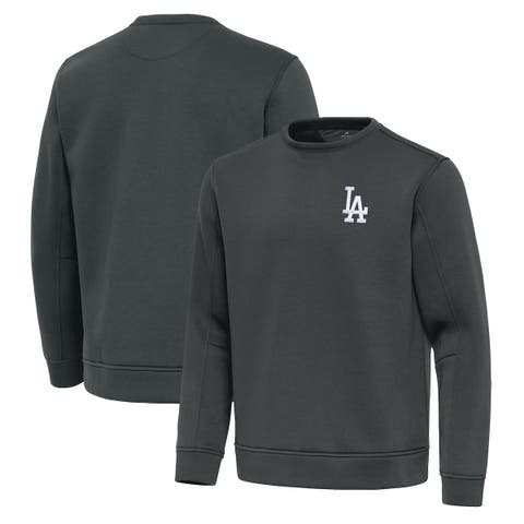 Men's Antigua Pewter Los Angeles Dodgers Relevant Lightweight Pullover Sweatshirt