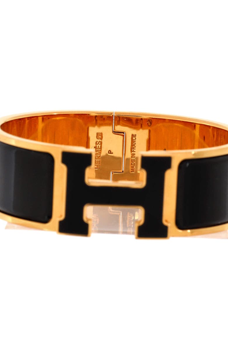 Pre-Owned Hermes Clic H Bracelet Enamel Wide, Alternate, color, Black