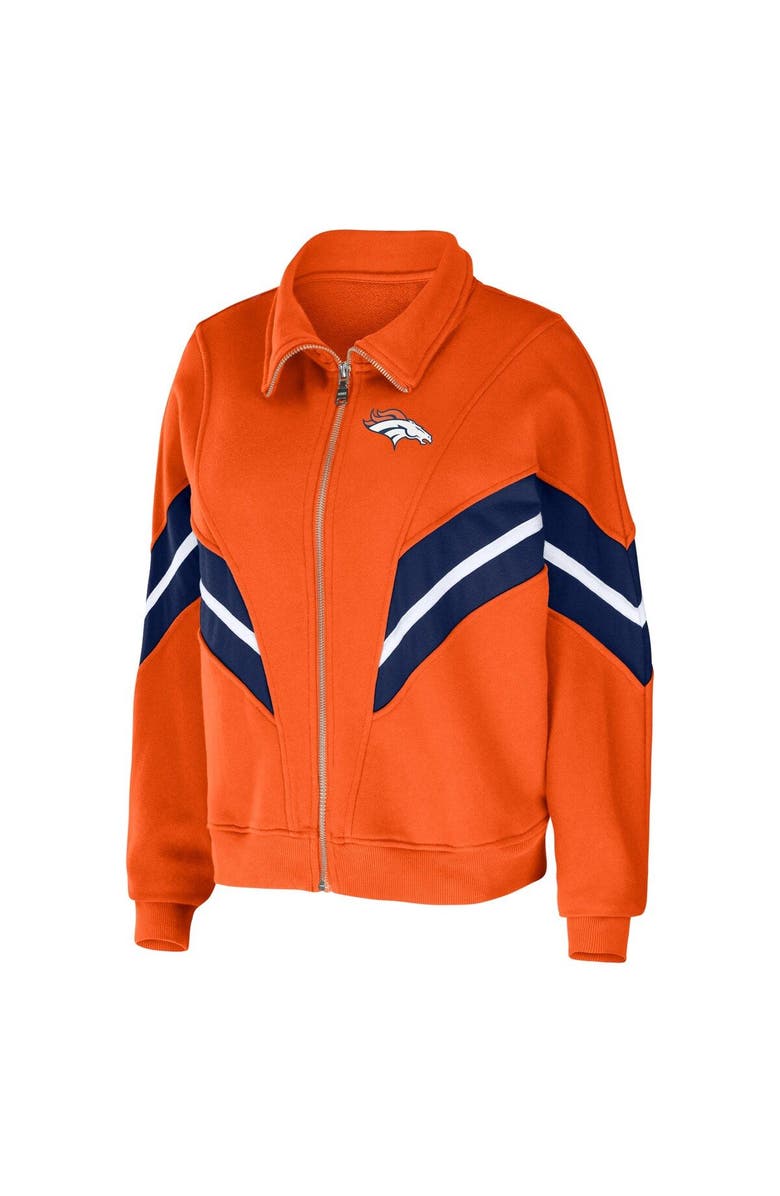 WEAR by Erin Andrews Women's WEAR by Erin Andrews Orange Denver Broncos Plus Size Yarn Dye Stripe Full-Zip Jacket, Alternate, color, 