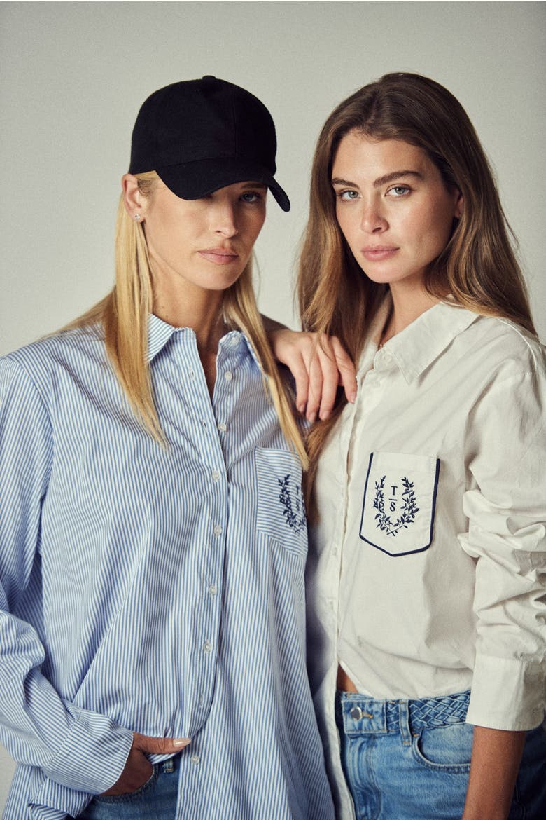 The Crest Boyfriend Shirt, Alternate, color, Blue Stripe