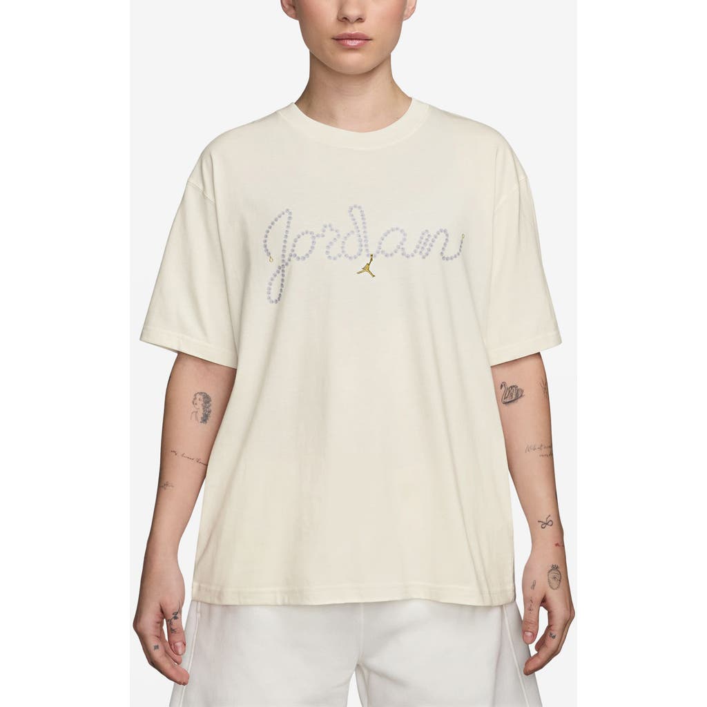 Jordan Logo Cotton Graphic T-shirt In Neutral