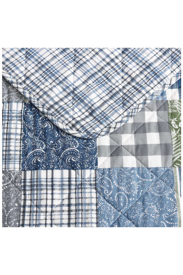 Cozy Plaid Cotton Quilt 3-Piece Set, Alternate, color, BLUE/ GREEN