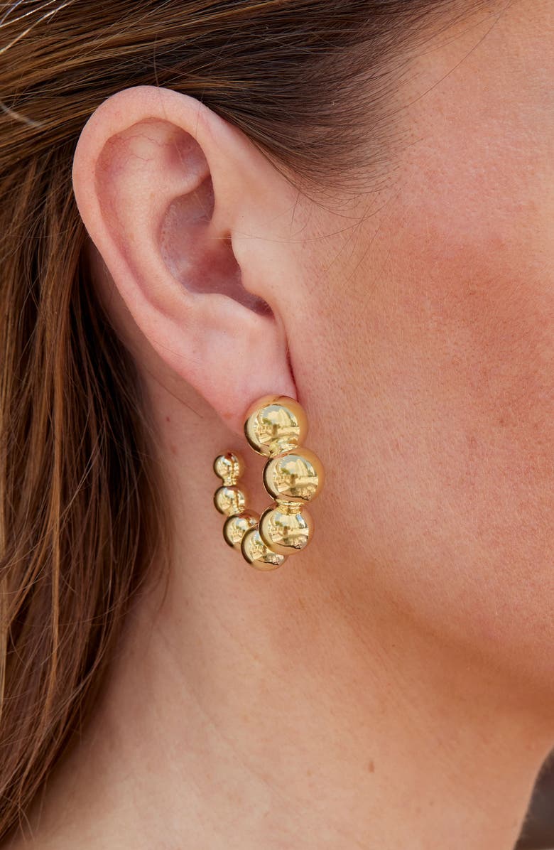 SAVVY CIE JEWELS Graduated Caterpillar Hoop Earrings, Alternate, color, Yellow