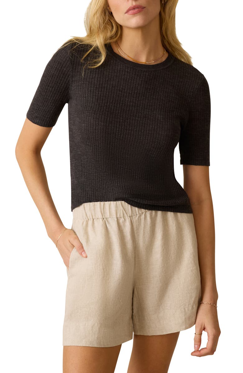 Faherty Miramar Rib Linen & Organic Cotton T-Shirt, Main, color, 