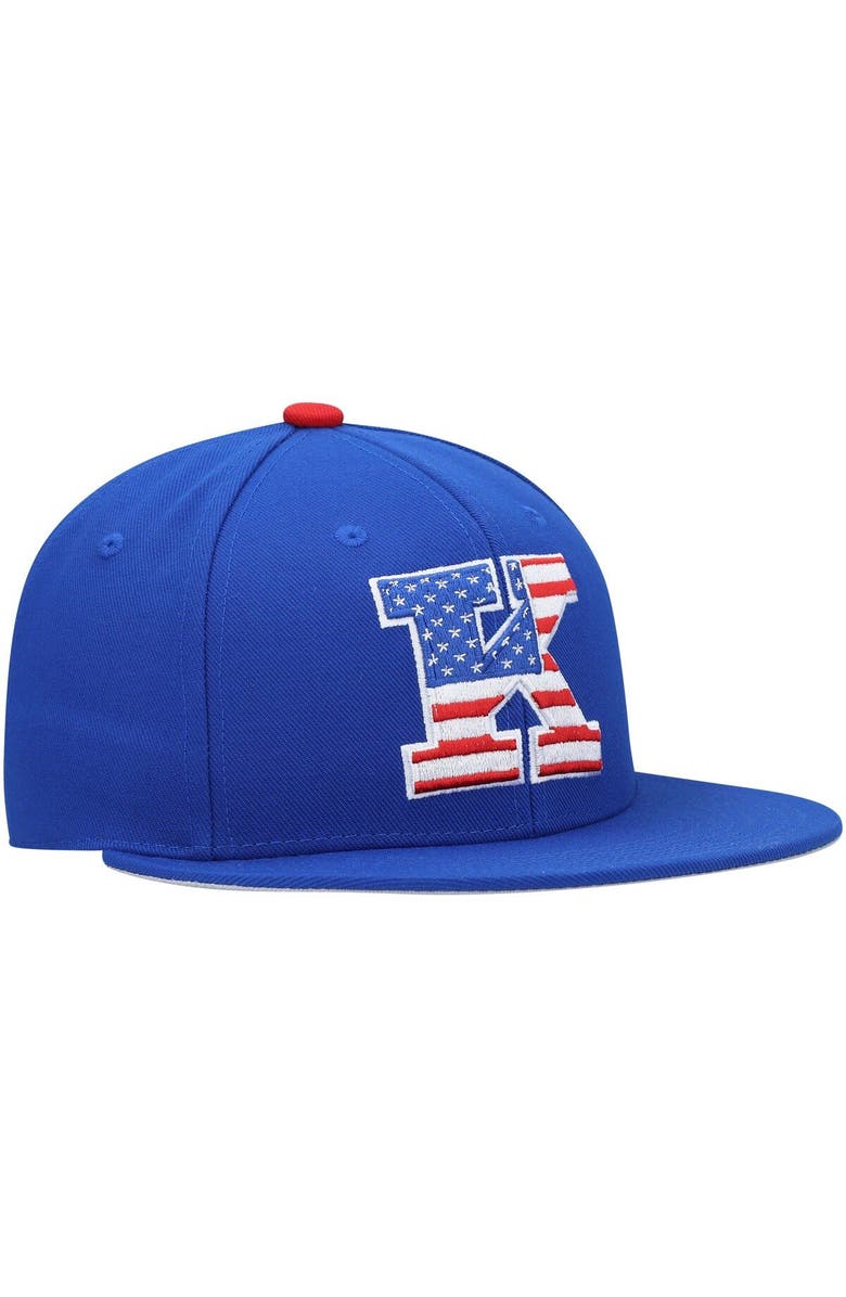 adidas Men's adidas Royal Kansas Jayhawks On-Field Baseball Fitted Hat, Alternate, color, 