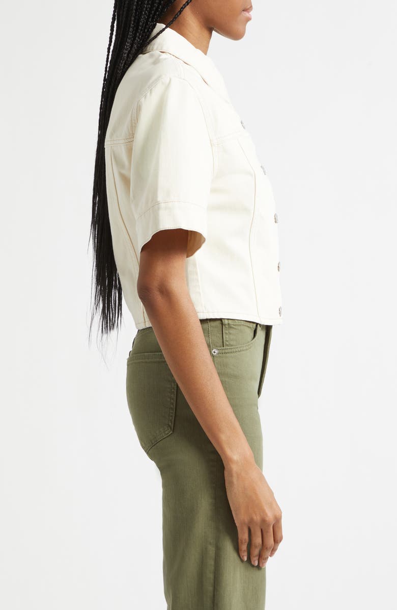 Veronica Beard Malcolm Short Sleeve Denim Jacket, Alternate, color, Ecru