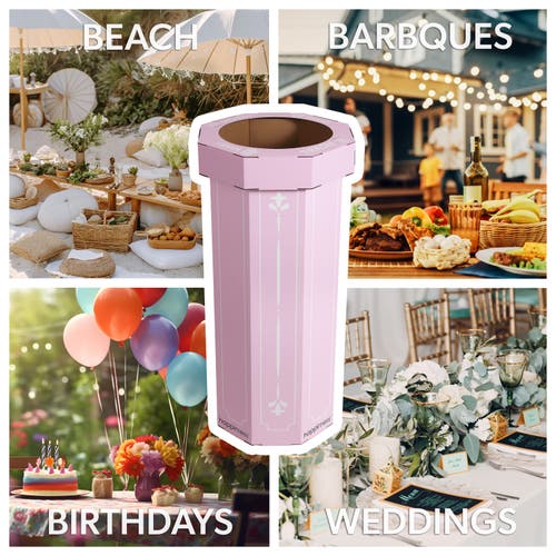 Happimess Fleur 25-gallon Classic Disposable Corrugated Cardboard Event Trash Can And Recycling Bin In Purple