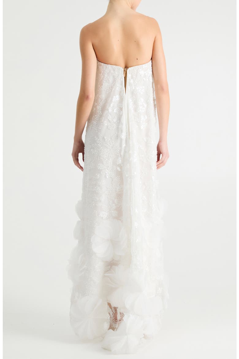 Margot Beaded Floral Appliqué Strapless Gown, Alternate, color, OFF WHITE
