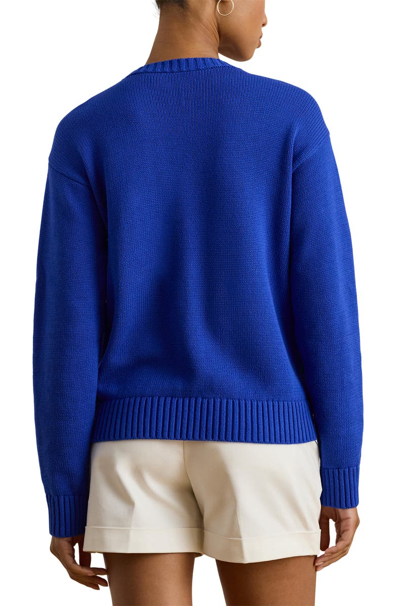 Lauren Ralph Lauren Colorblock Embroidered Sweater, Alternate, color, Cruise Royal Blue/ Multi