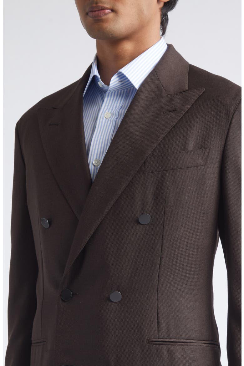 Double Breasted Wool Blazer, Alternate, color, DARK BROWN