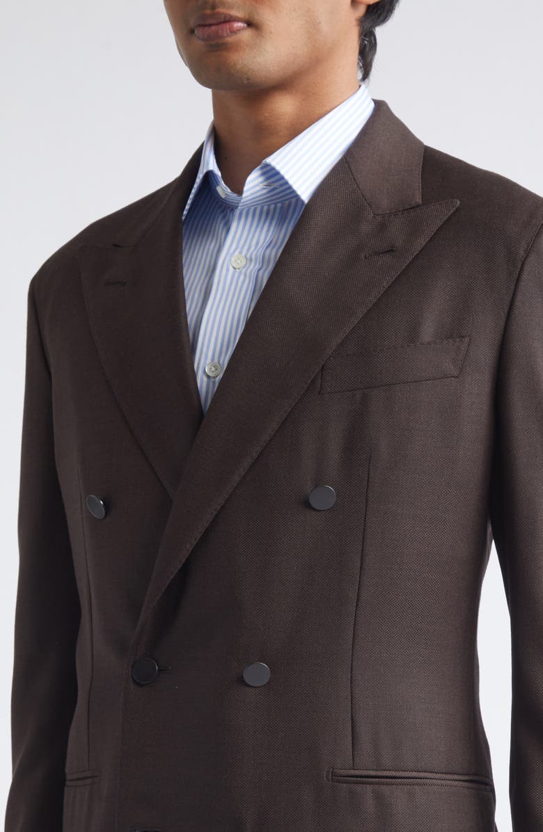 Thom Sweeney Double Breasted Wool Blazer, Alternate, color, Dark Brown