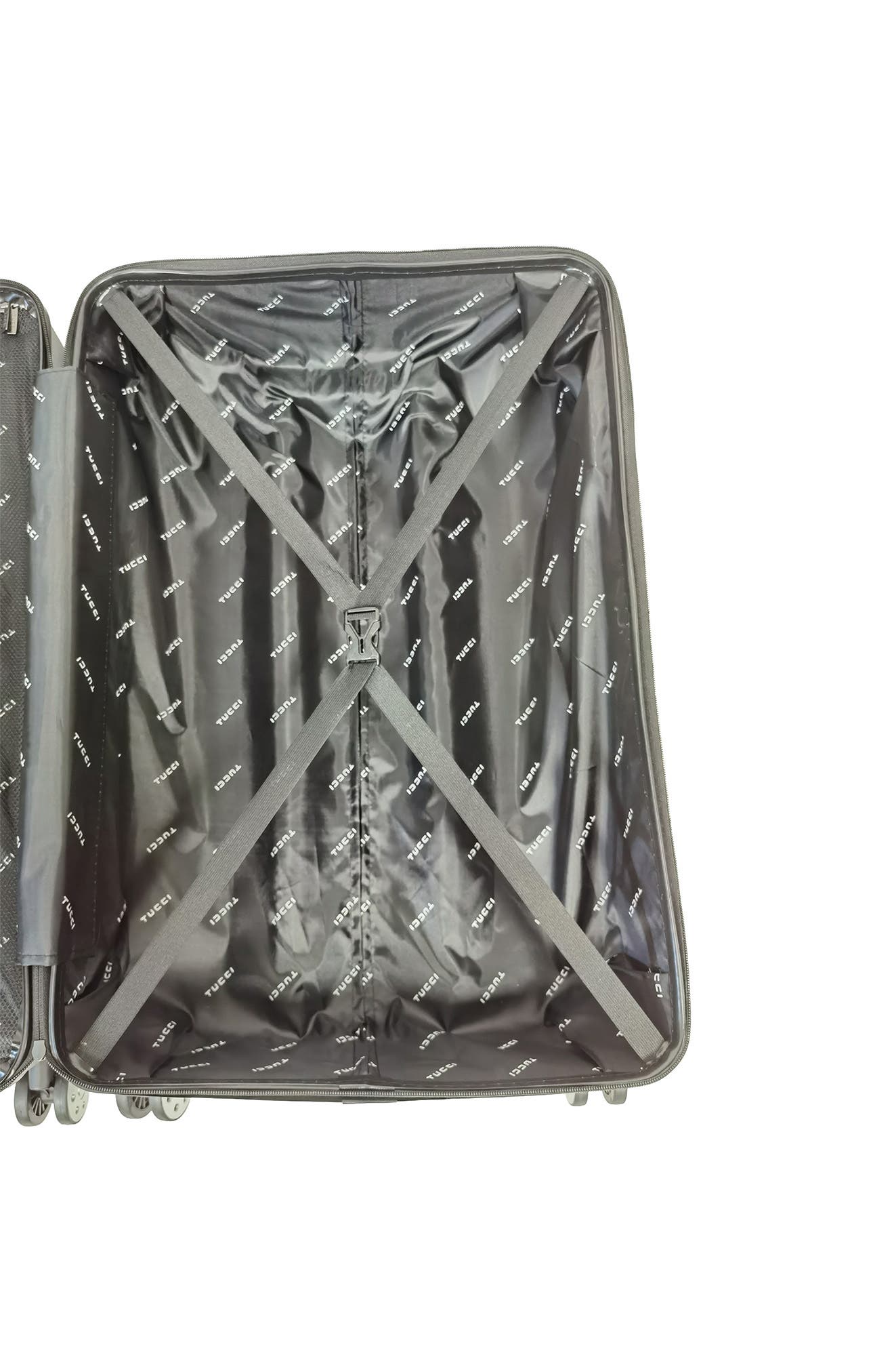 TUCCI Baratro Hardshell 3-Piece Spinner Luggage Set, Alternate, color, Black