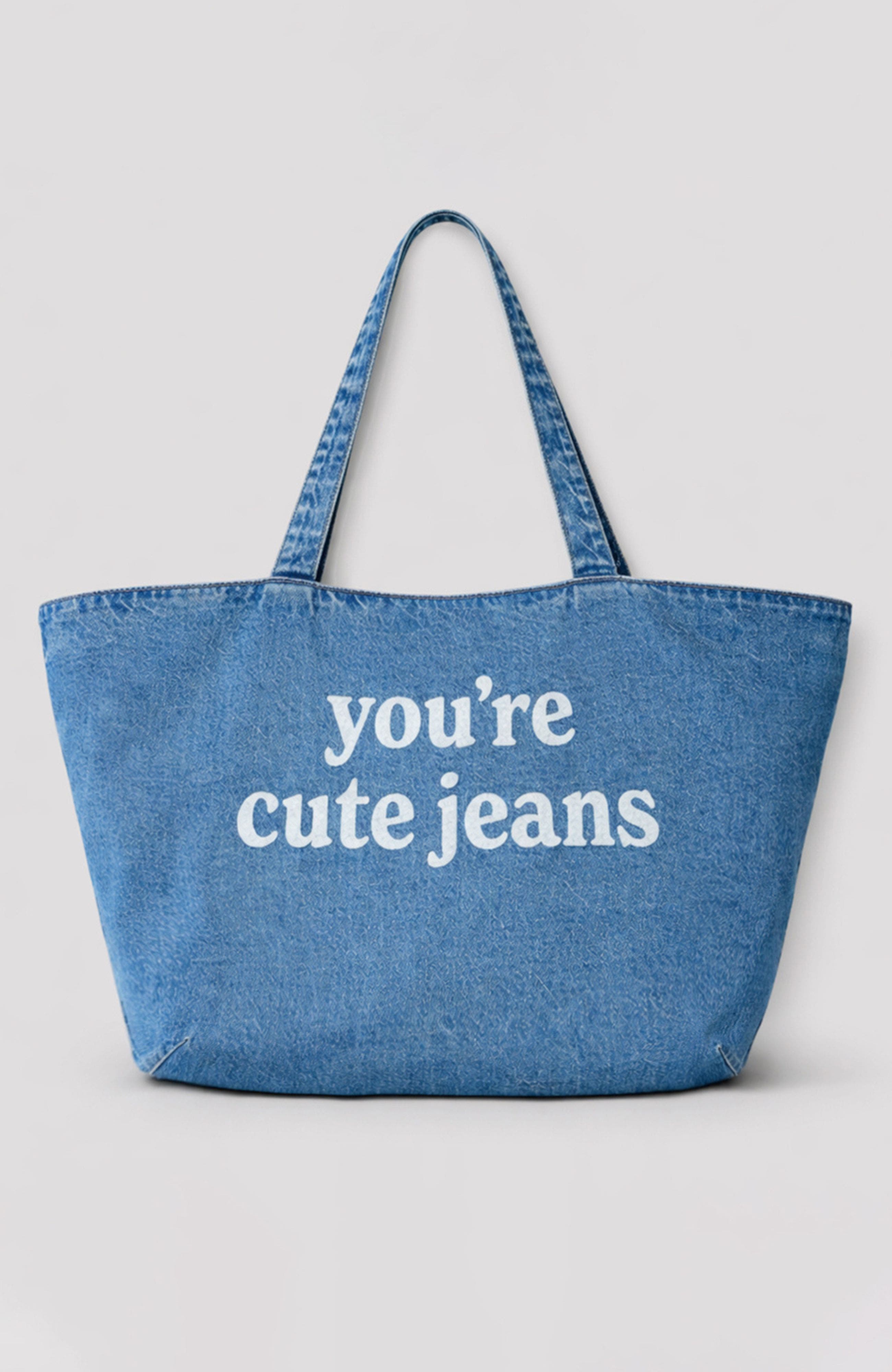 Lola Denim The "You're Cute Jeans" Denim Tote Bag, Alternate, color, American Blue