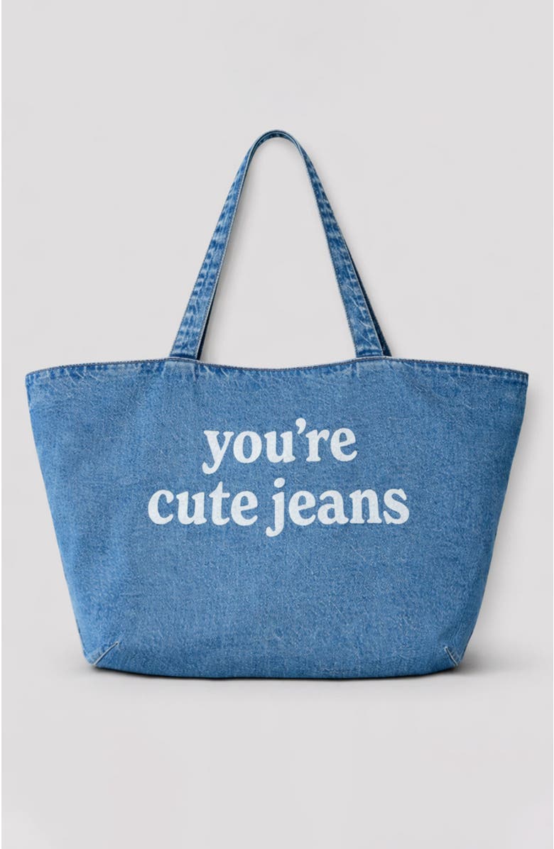 Lola Denim The "You're Cute Jeans" Denim Tote Bag, Alternate, color, American Blue