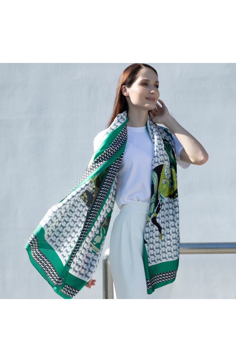 Youzey The Majestic - Lightweight Scarf, Main, color, Green/White/Black