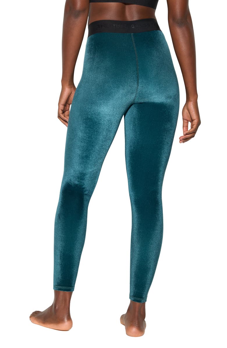 Spiritual Gangster Addison High Waist Velour Leggings, Alternate, color, Midnight Teal