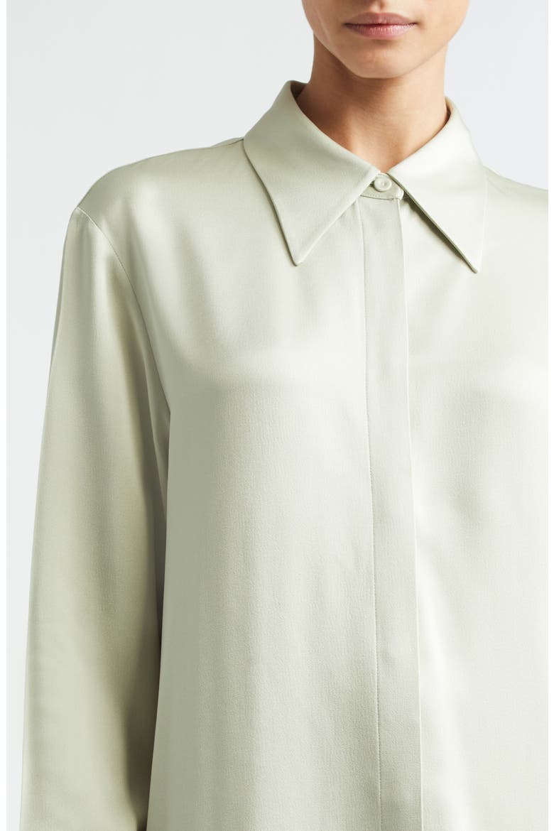 Fluid Satin Button-Up Shirt, Alternate, color, PASTEL GREEN