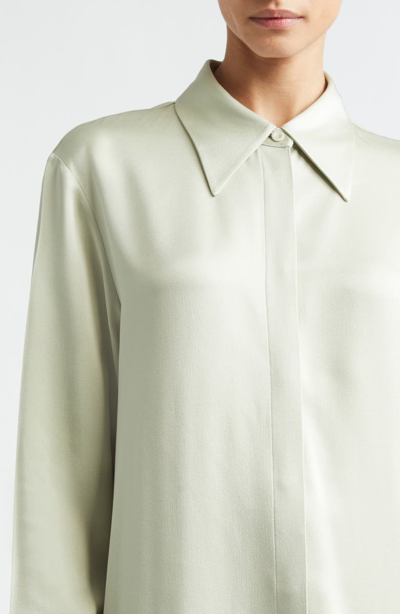 Jil Sander Fluid Satin Button-Up Shirt, Alternate, color, Pastel Green