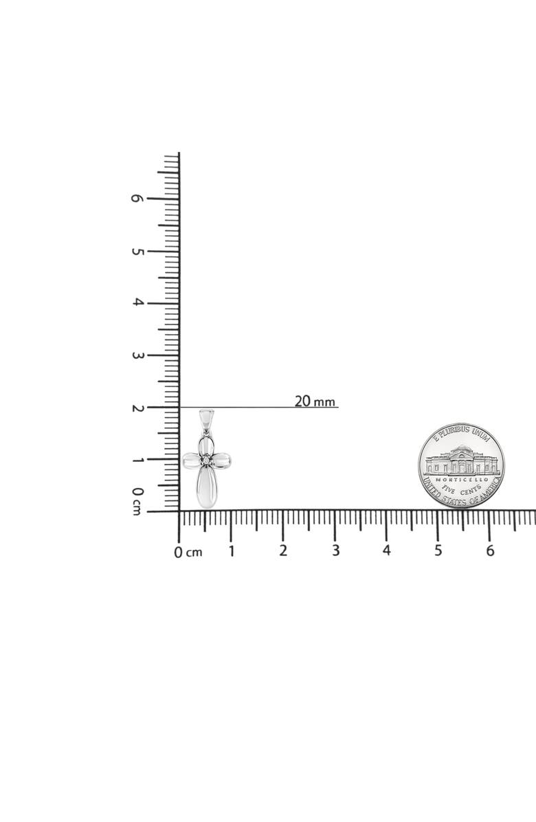 Haus of Brilliance .925 Sterling Silver Prong-Set Diamond Accent Floral Cross Pendant Necklace, Alternate, color, White