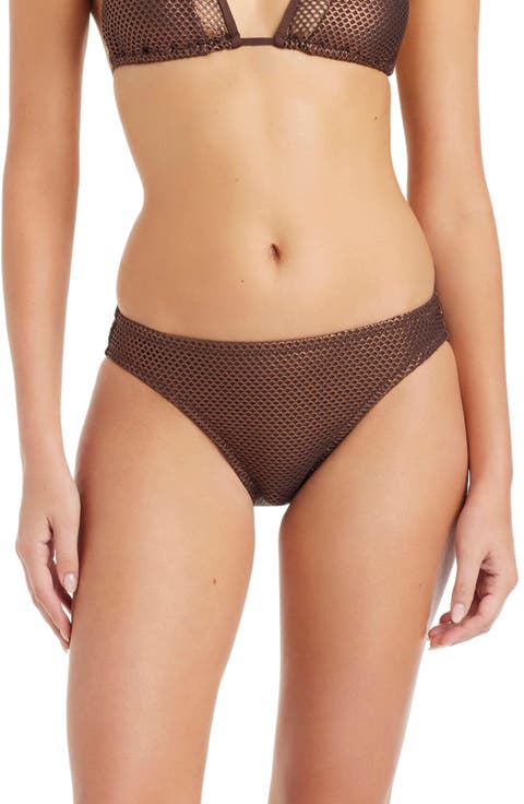 Metallic Net Hipster Bikini Bottoms