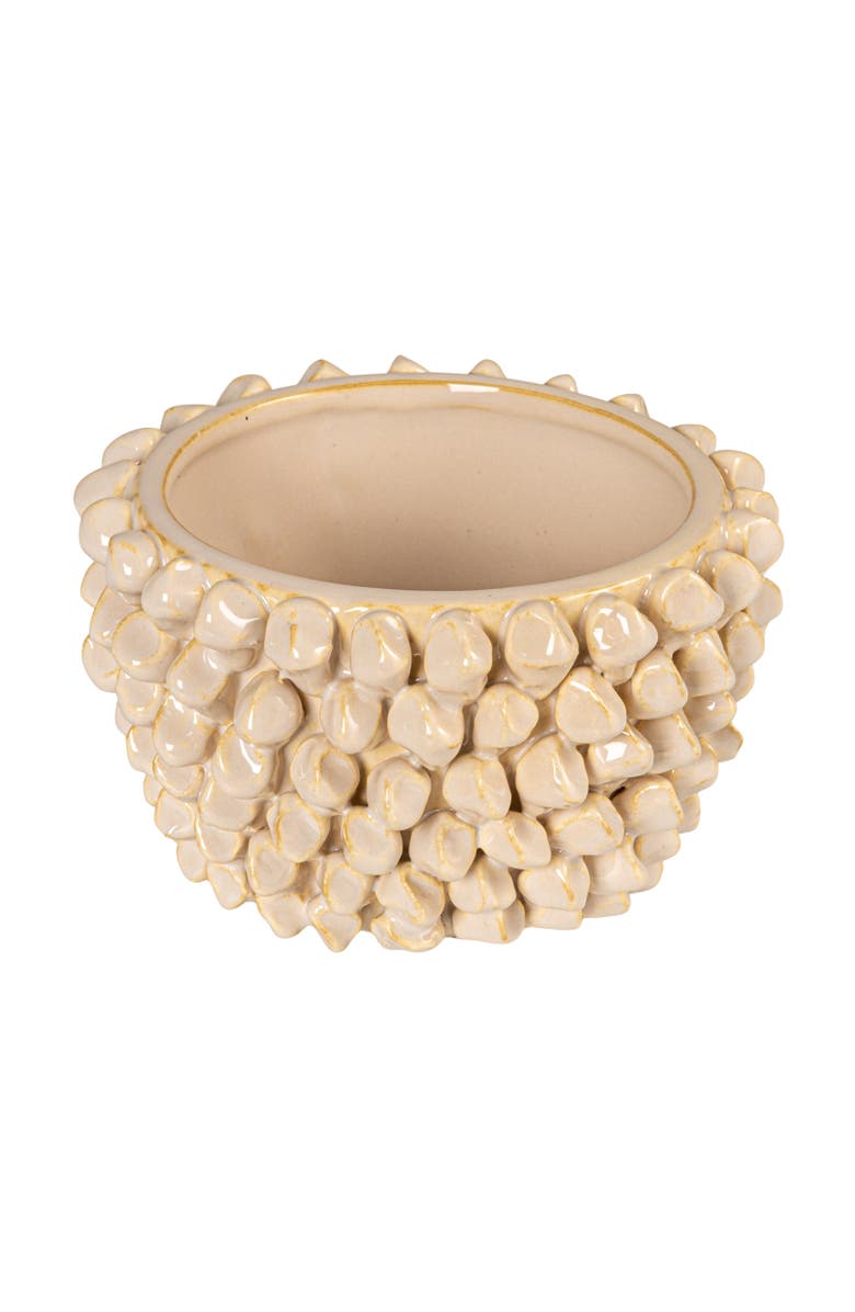 Storied Home Stoneware 3D Spiked Formed Planter, Cream, Main, color, Cream