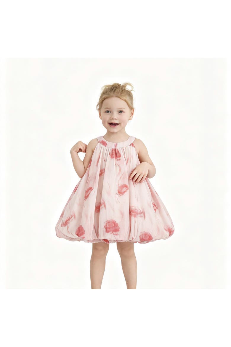 Floral Balloon Dress, Alternate, color, Pink