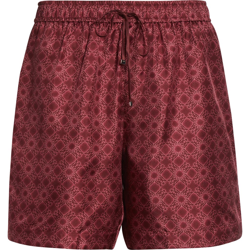 Amiri Mens Quad Graphic-print Silk Bowling Shorts Wine In Burgundy