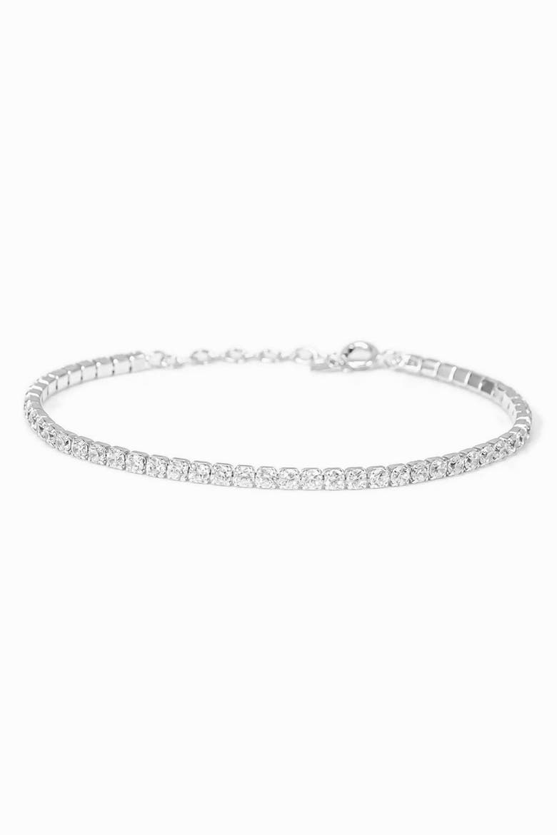 Sterling Silver 18k Gold Plated Cherie Bracelet Minimal Crystal Elegant, Main, color, Silver
