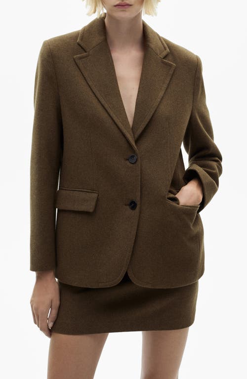 Shop Mango Wool Blend Blazer In Khaki