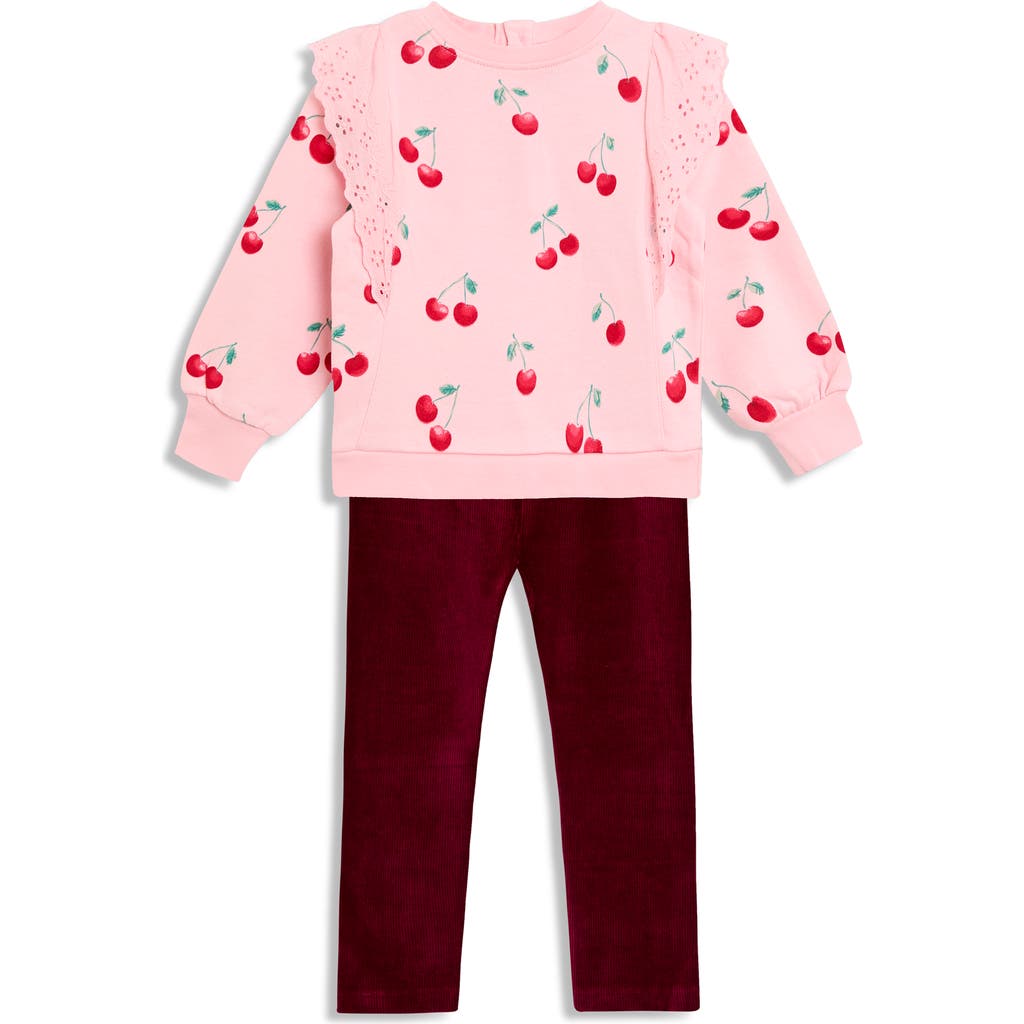 Jojo Maman Bébé Jojo Maman Bebe Cherry Print Cotton Sweatshirt & Leggings Set In Multi