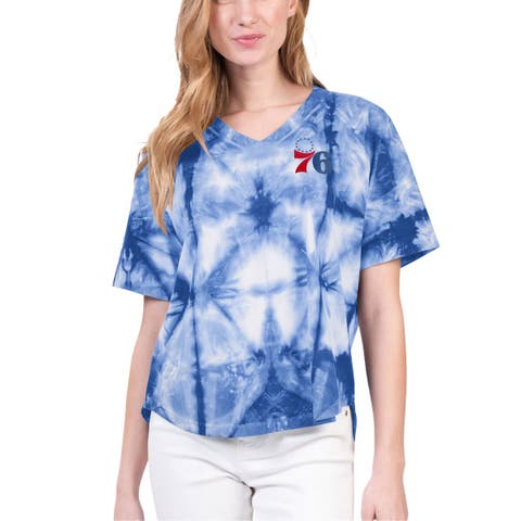 Women
s G-III 4Her by Carl Banks Royal Philadelphia 76ers Tournament Raglan Oversized Tie-Dye V-Neck T-Shirt