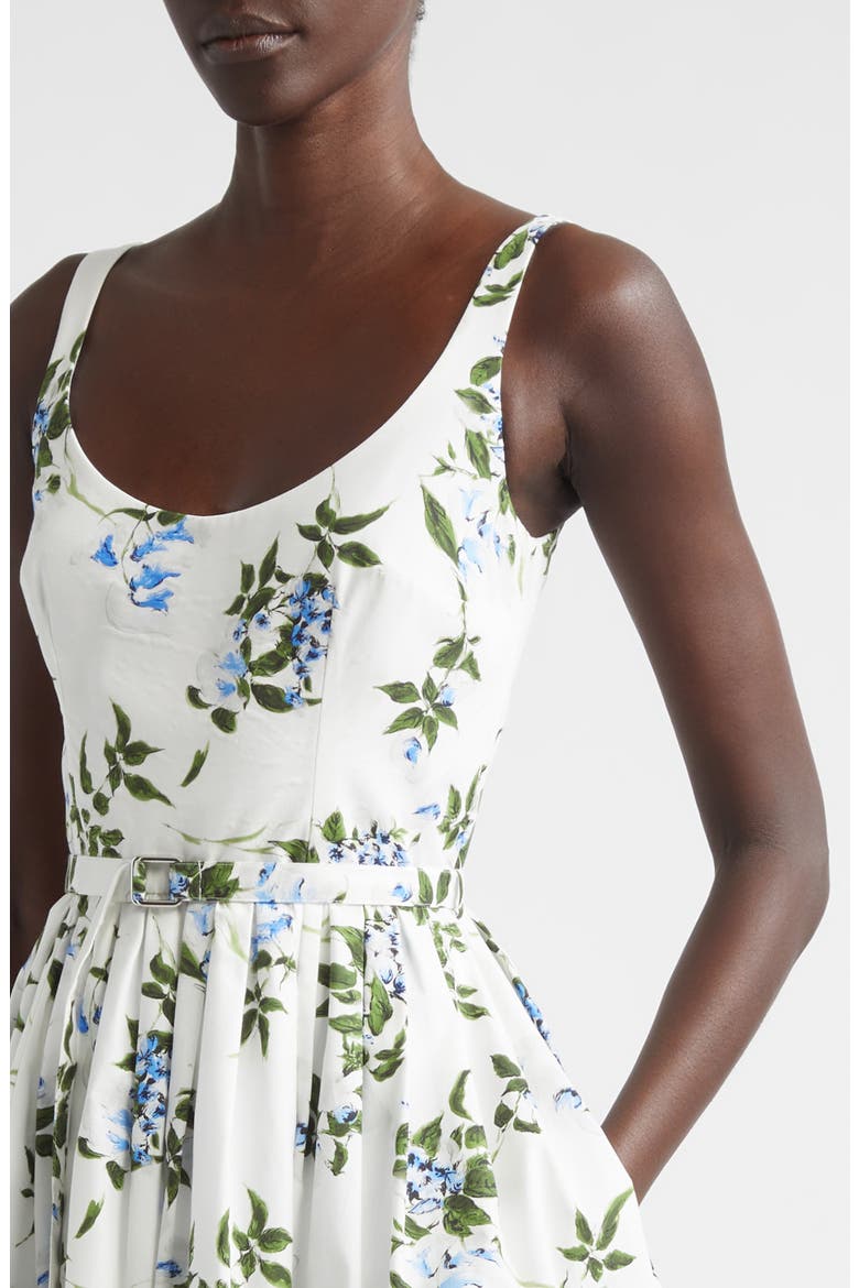 Eglantine Lilac, Lilies & Cherry Print Organic Cotton Minidress, Alternate, color, WHITE-LILAC LILLIES/ CHERRY