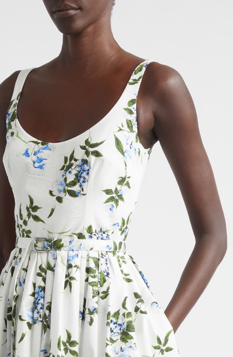 Emilia Wickstead Eglantine Lilac, Lilies & Cherry Print Organic Cotton Minidress, Alternate, color, White-Lilac Lillies/ Cherry