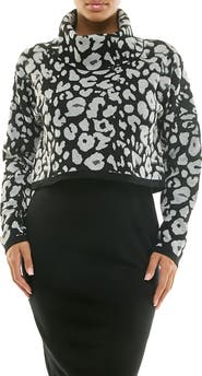 Nina Leonard Cowl Neck Long Sleeve Sweater Dress