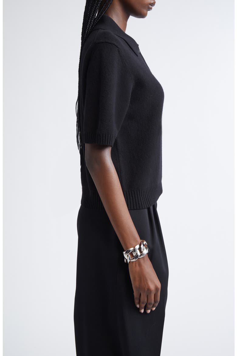 Paris 1952 Short Sleeve Wool & Cashmere Polo, Alternate, color, BLACK