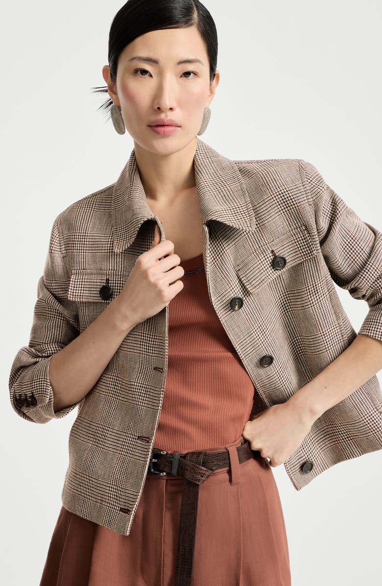 Brunello Cucinelli Prince of Wales blazer, Alternate, color, Light Brown