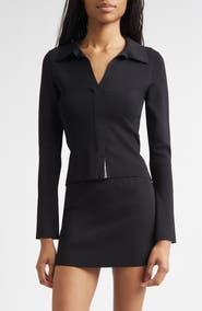 Alexander Wang Long Sleeve Fixed Placket Polo Sweater