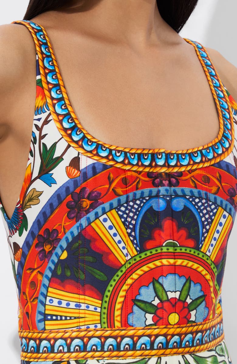 Alice + Olivia Diana Print High-Low Midi Dress, Alternate, color, 