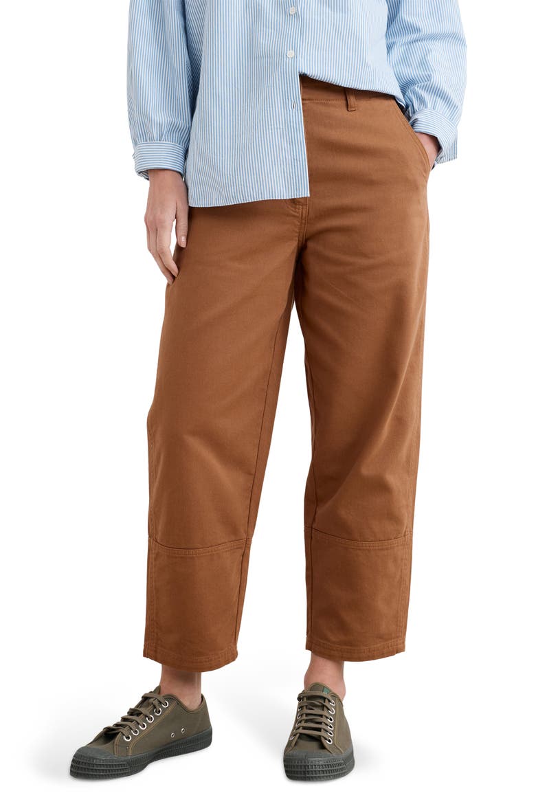 Painted Forms Ankle Barrel Leg Organic Cotton Pants, Main, color, DARK FLAX