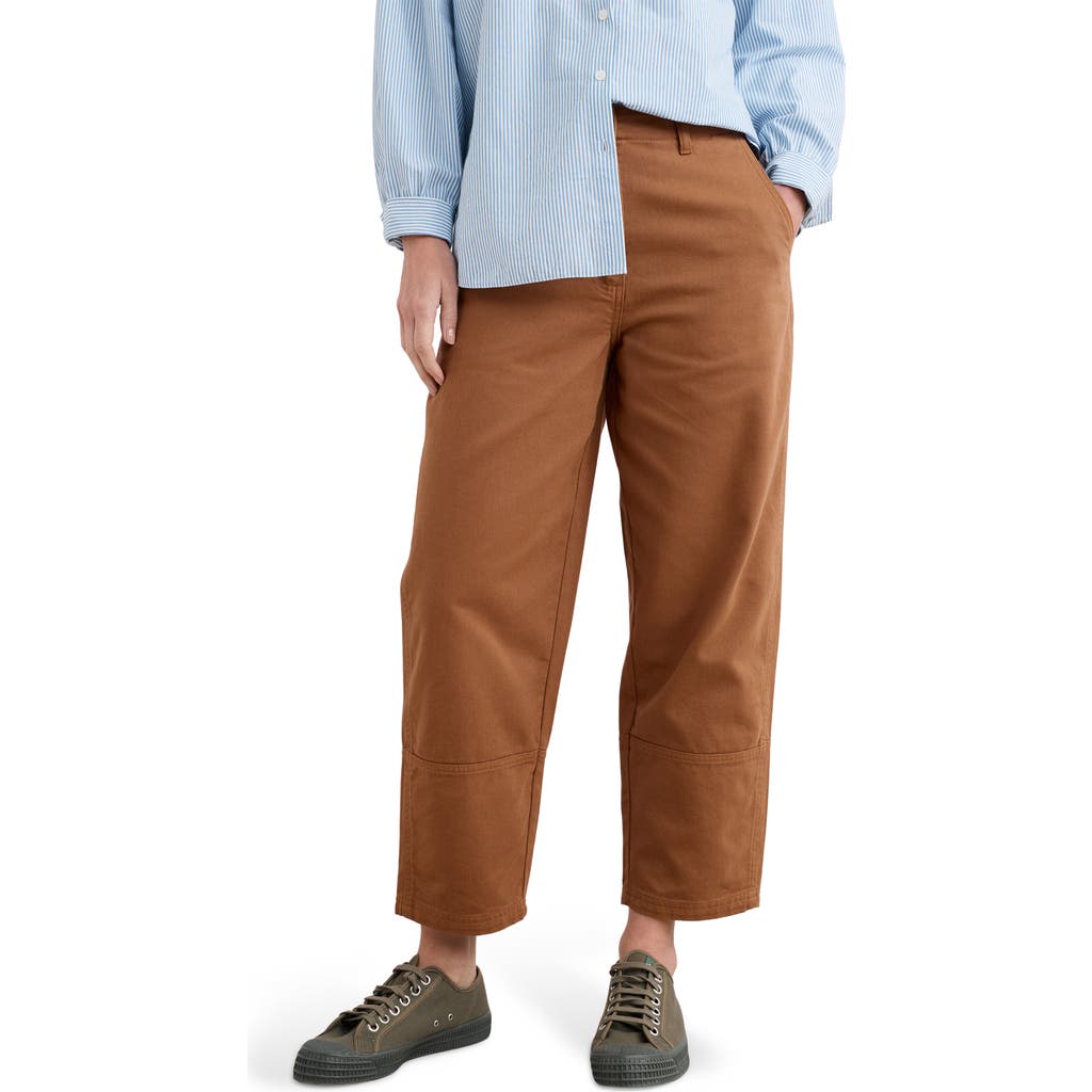 Seasalt Cornwall Painted Forms Ankle Barrel Leg Organic Cotton Pants In Brown