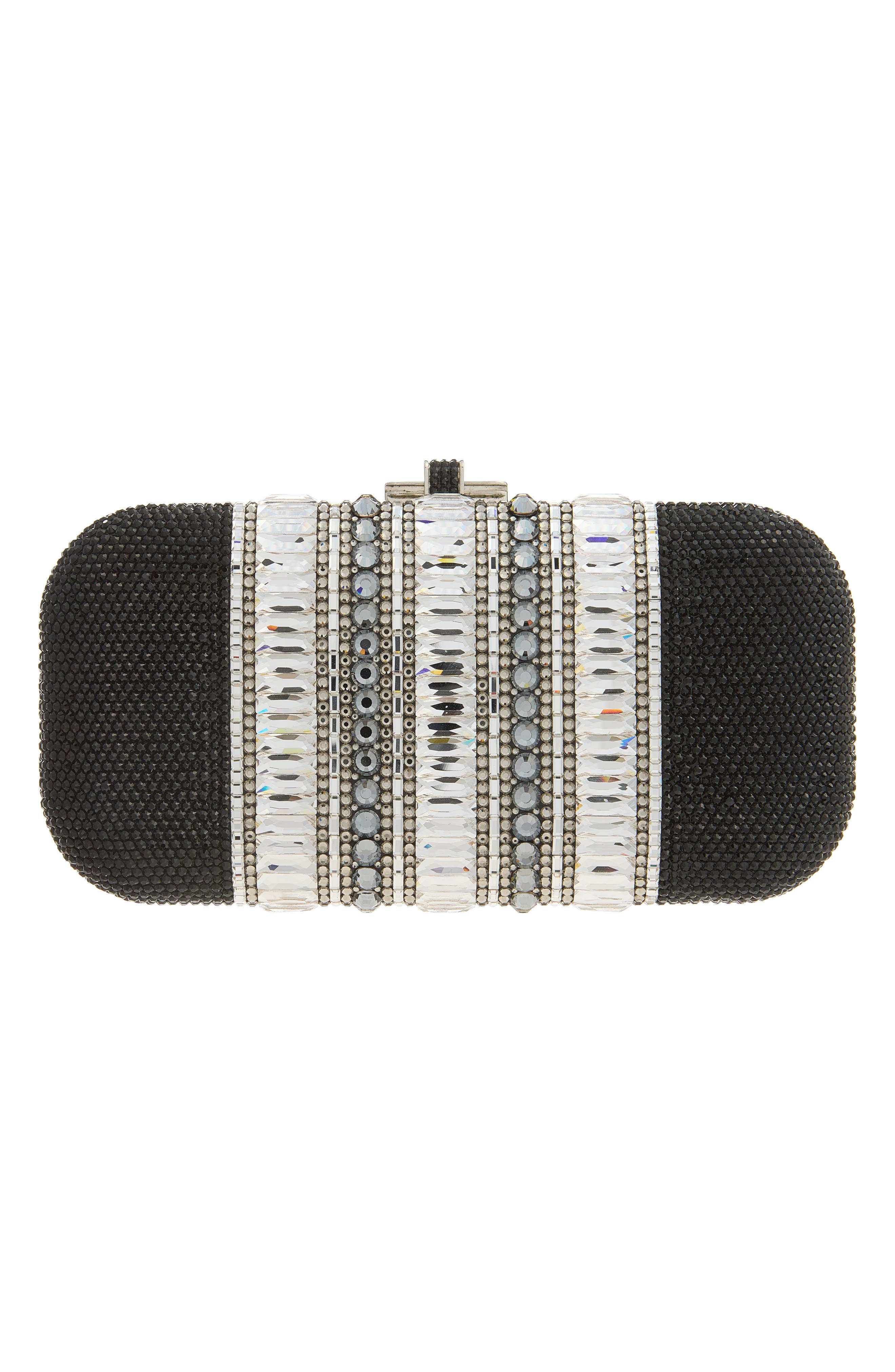 Long Slide Crystal Evening Bag, Alternate, color, SILVER JET MULTI