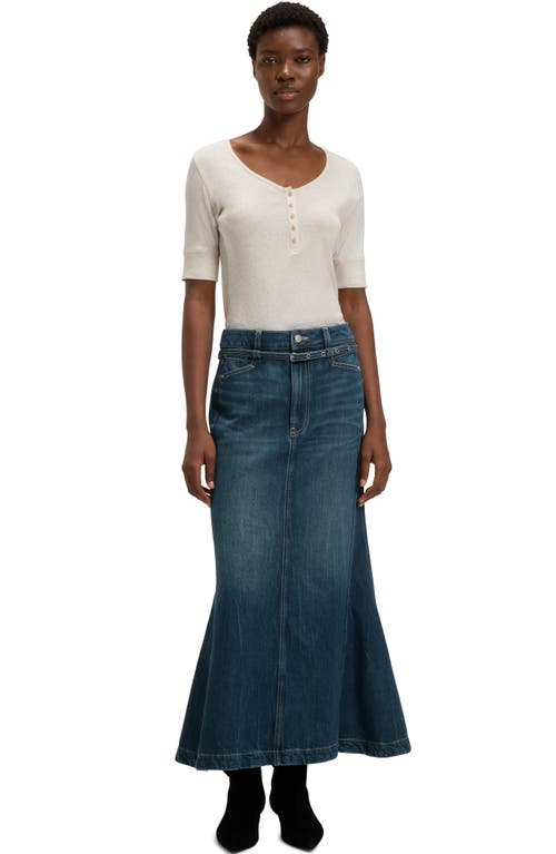 Hugo Boss Boss Orange Peplum Denim Maxi Skirt In Blue