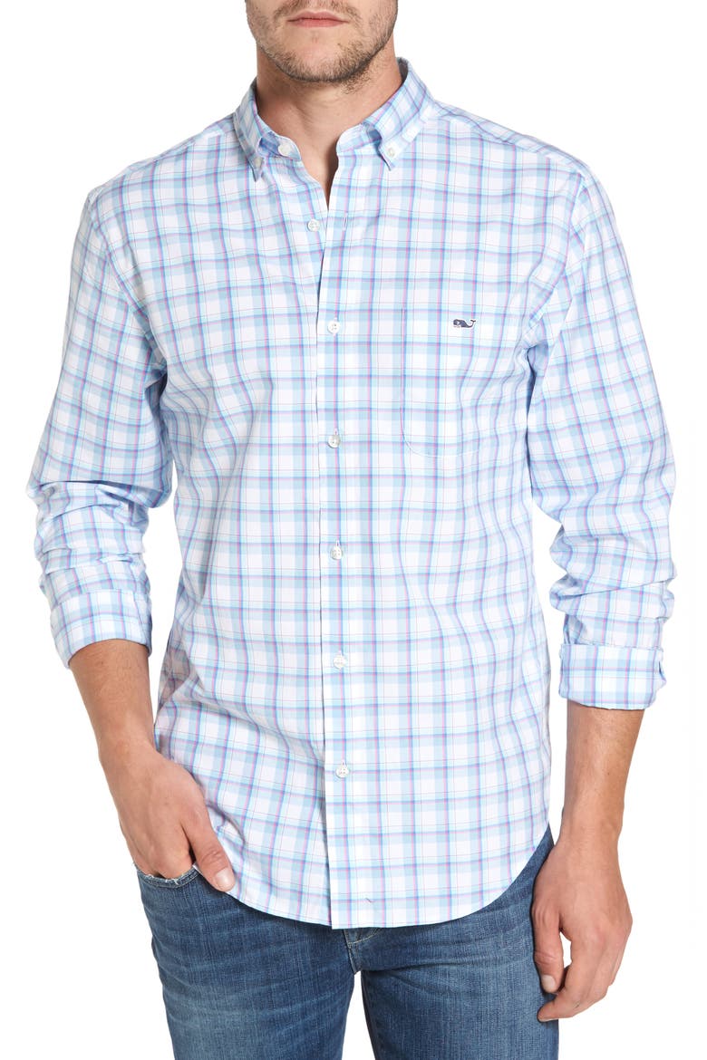 Plaid Classic Fit Sport Shirt, Main, color, JAKE BLUE