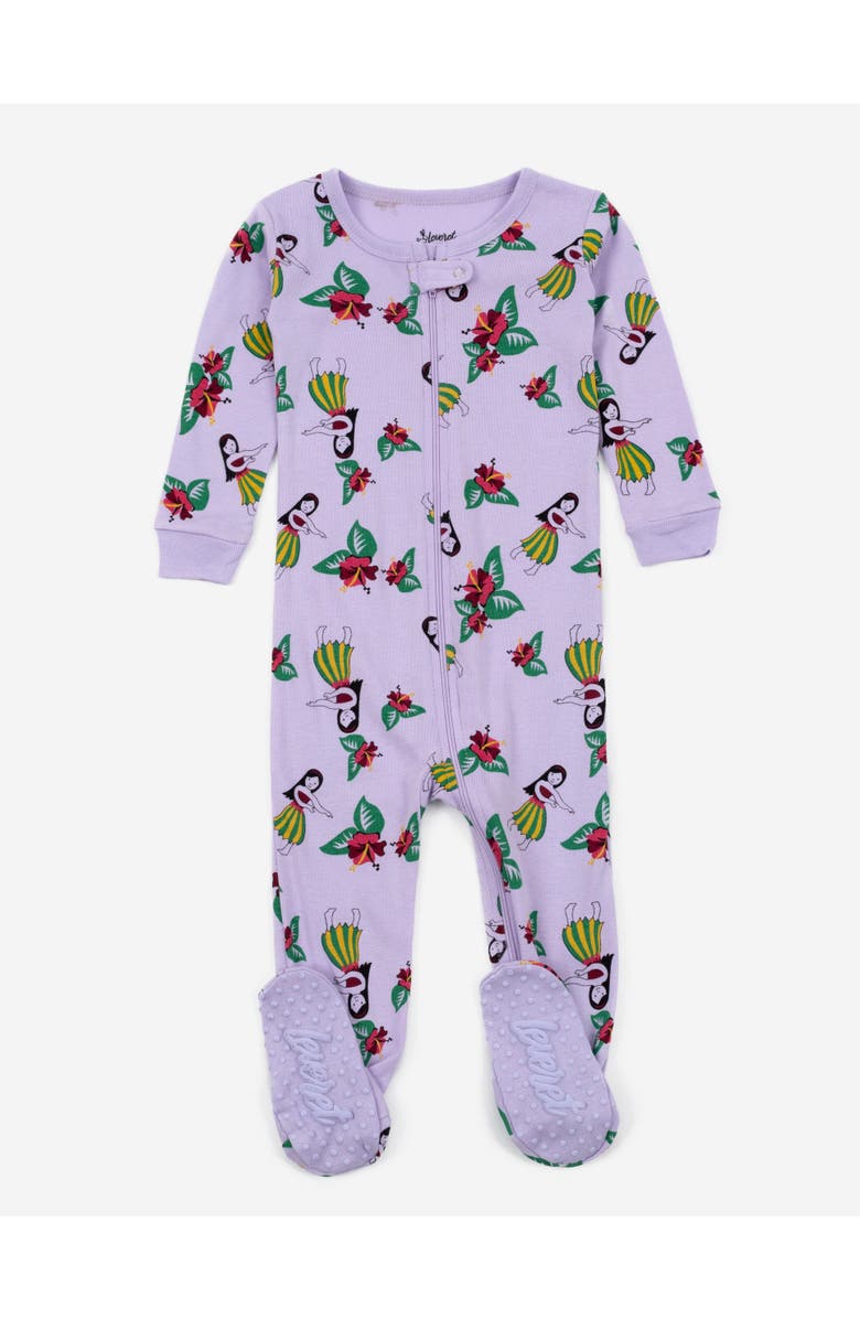 Leveret Footed Printed Cotton Pajamas, Animal, Holiday & Fun Prints, Main, color, Hula
