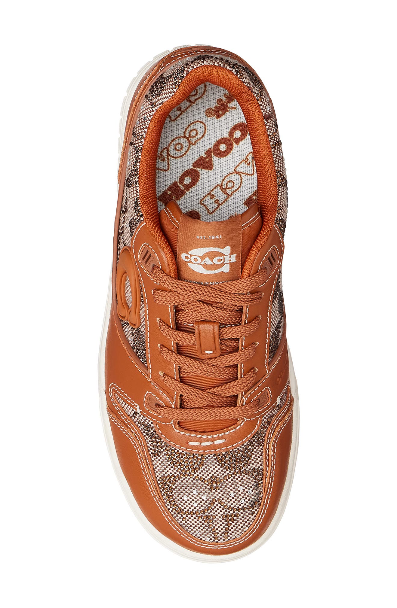 COACH Crystal Signature Monogram Sneaker, Alternate, color, Cocoa/ Burnished Amber