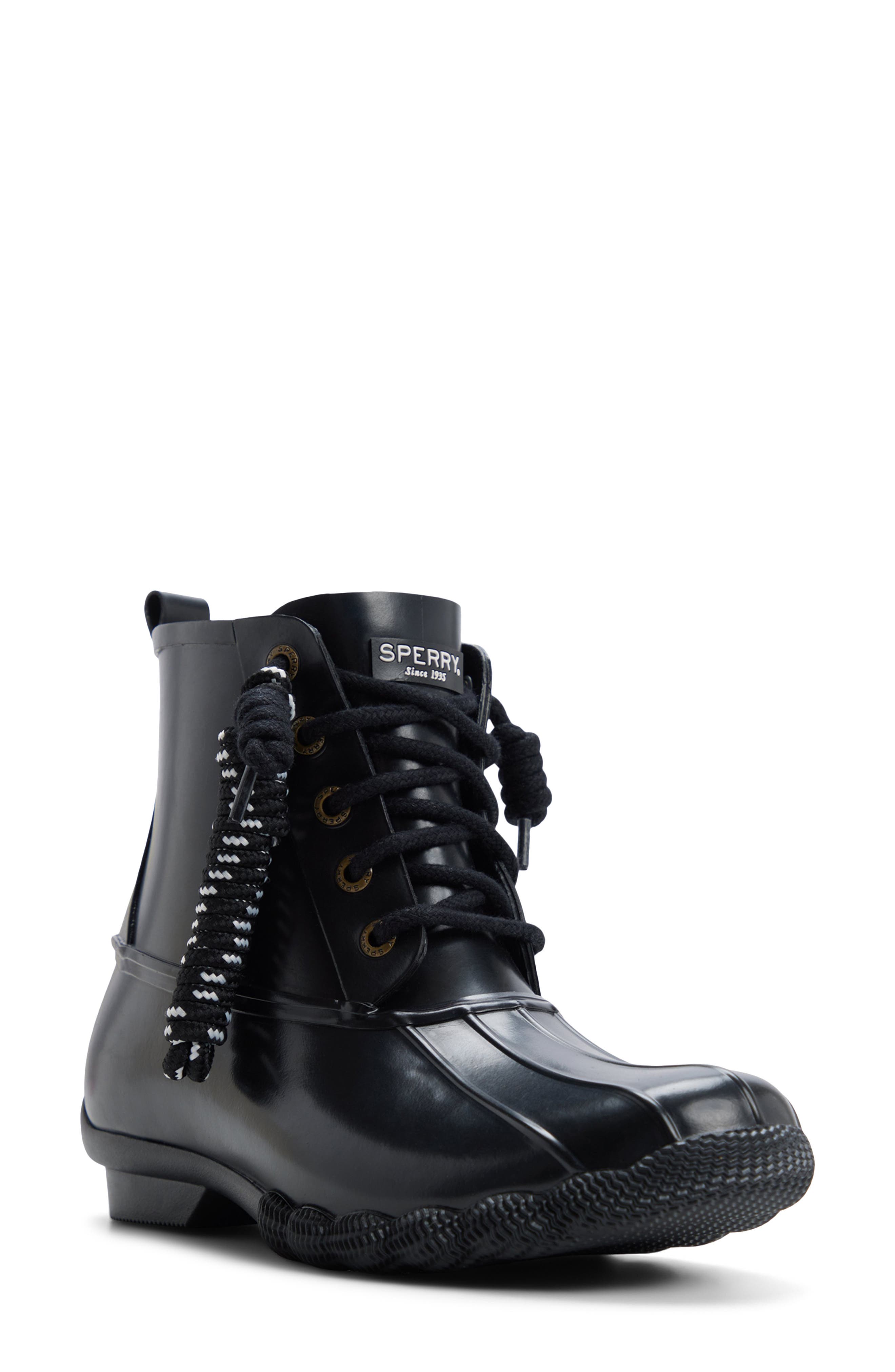 Saltwater Waterproof Rain Boot, Main, color, BLACK