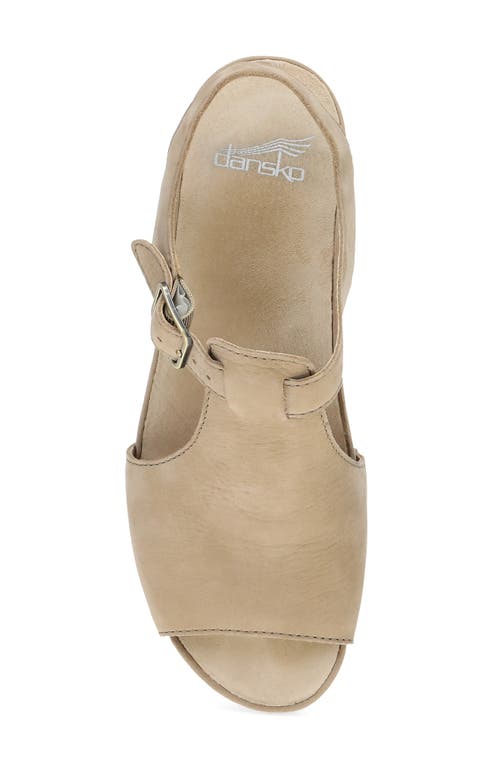 Dansko Laverne Ankle Strap Peep Toe Platform Sandal In Sand Milled Nubuck